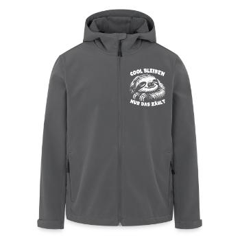 Faultier cool bleiben das ist wichtig - Recycelte Männer Softshell-Jacke von Stanley/Stella - Schwarz - Vorne - AI Model Male 185 light (185cm)