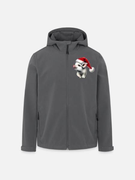 Christmas piglet with Santa hat - Men’s Recycled Softshell Jacket by Stanley/Stella - black