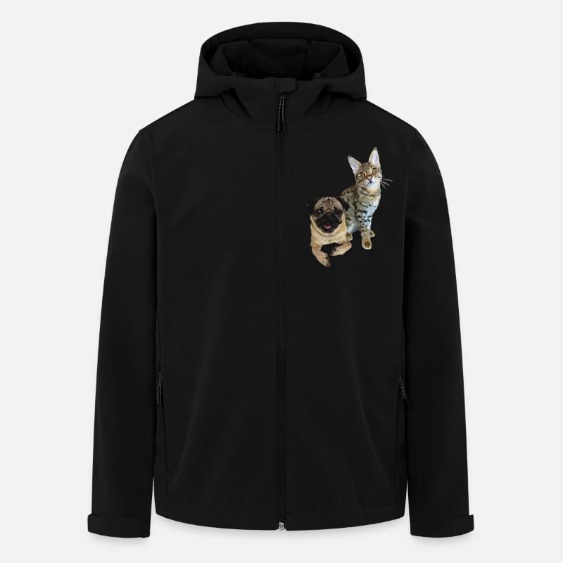 Carlin et chat - Veste softshell homme en polyester recyclé Stanley/Stella - noir