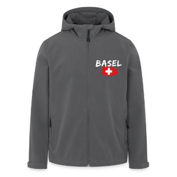 Basel Schweiz Flagge - Recycelte Männer Softshell-Jacke von Stanley/Stella - Schwarz - Vorne - AI Model Male 185 light (185cm)