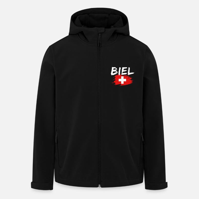 Bienne Suisse Drapeau - Veste softshell homme en polyester recyclé Stanley/Stella - noir