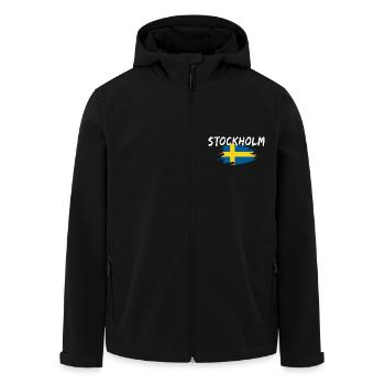 Stockholm Flagge Schweden - Recycelte Männer Softshell-Jacke von Stanley/Stella - Schwarz - Vorne - AI Model Male 185 light (185cm)