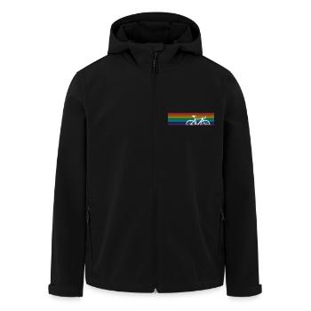 Bicycle Rainbow Colorful Cyclist - Men’s Recycled Softshell Jacket by Stanley/Stella - black - Front - AI Model Male 185 light (185cm)
