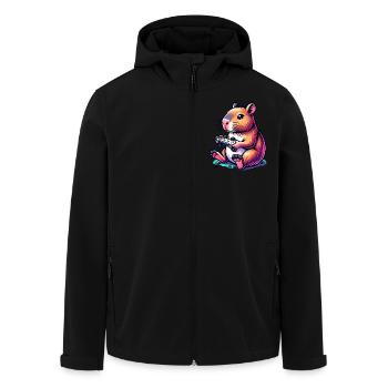 Pixel Art Video Games Gamer Capybara - Men’s Recycled Softshell Jacket by Stanley/Stella - black - Front - AI Model Male 185 light (185cm)