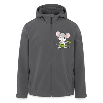 Cute little mouse is watering the plant - Men’s Recycled Softshell Jacket by Stanley/Stella - black - Front - AI Model Male 185 light (185cm)