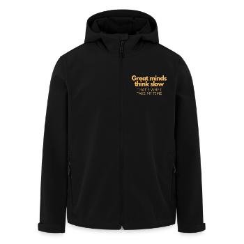 Große Köpfe denken langsam - Recycelte Männer Softshell-Jacke von Stanley/Stella - Schwarz - Vorne - AI Model Male 185 light (185cm)