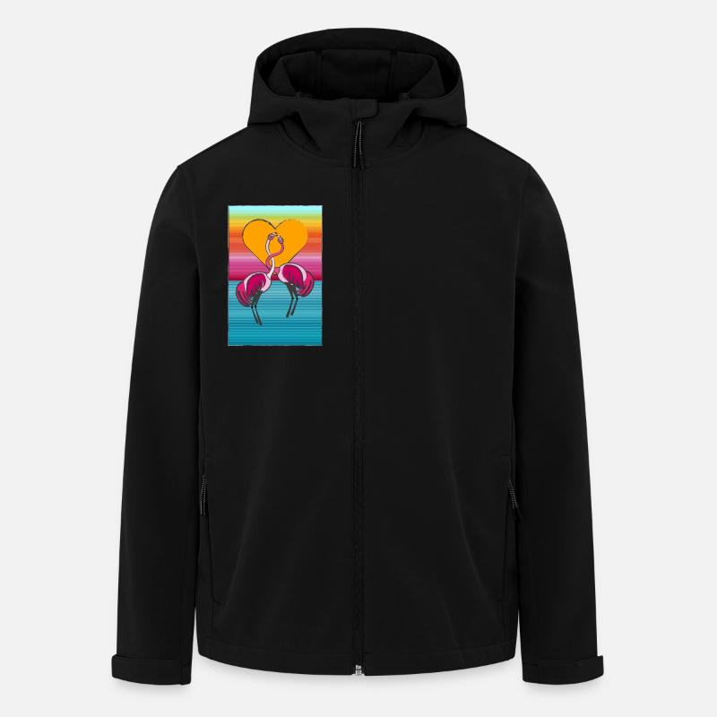 2 Liebende Flamingos - Recycelte Männer Softshell-Jacke von Stanley/Stella - Schwarz