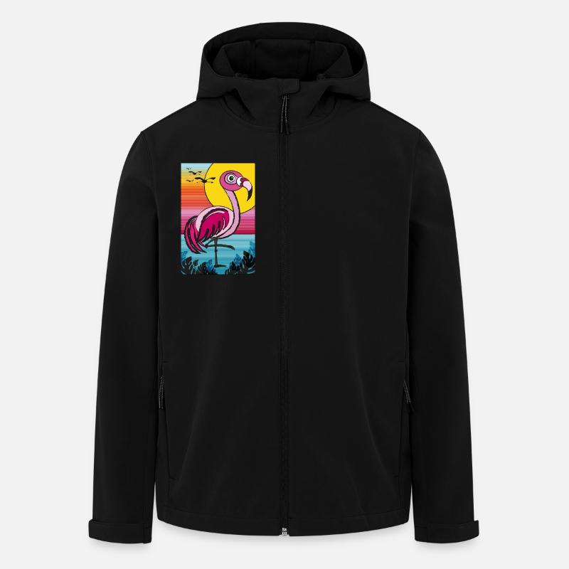 Flamingo im Sonnenuntergang - Recycelte Männer Softshell-Jacke von Stanley/Stella - Schwarz