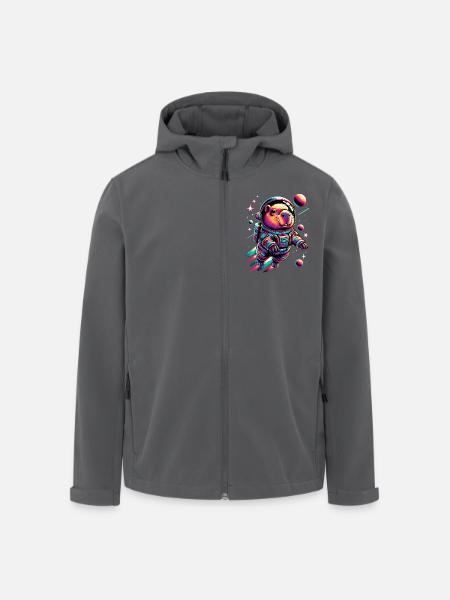 Capybaras Mignon Capybara Astronaute - Veste softshell homme en polyester recyclé Stanley/Stella - noir