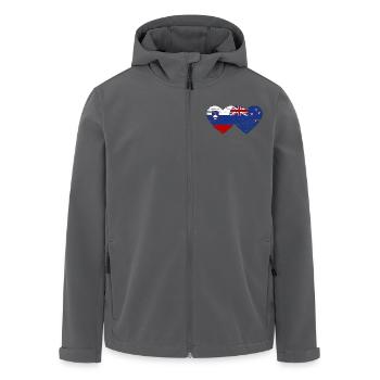 Slovénie Nouvelle-Zélande drapeau coeur utilisé - Veste softshell homme en polyester recyclé Stanley/Stella - noir - Devant - AI Model Male 185 light (185cm)