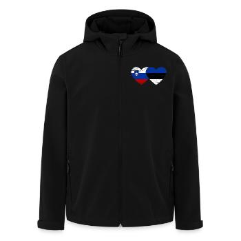Slovenia Estonia flag heart used - Men’s Recycled Softshell Jacket by Stanley/Stella - black - Front - AI Model Male 185 light (185cm)