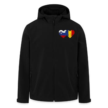Slowenien Rumänien Flagge Herz - Recycelte Männer Softshell-Jacke von Stanley/Stella - Schwarz - Vorne - AI Model Male 185 light (185cm)