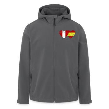 Peru Spain flag heart used - Men’s Recycled Softshell Jacket by Stanley/Stella - black - Front - AI Model Male 185 light (185cm)