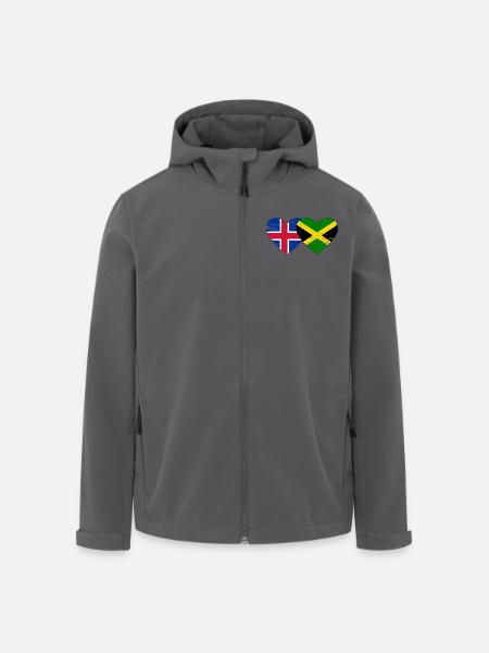 Islande Jamaïque drapeau coeur utilisé - Veste softshell homme en polyester recyclé Stanley/Stella - noir