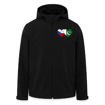 Tschechien Pakistan Flagge Herz used - Recycelte Männer Softshell-Jacke von Stanley/Stella - Schwarz - Vorne - AI Model Male 185 light (185cm)