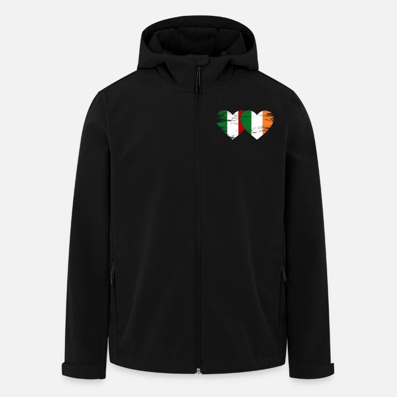 Italie Irlande drapeau coeur utilisé - Veste softshell homme en polyester recyclé Stanley/Stella - noir