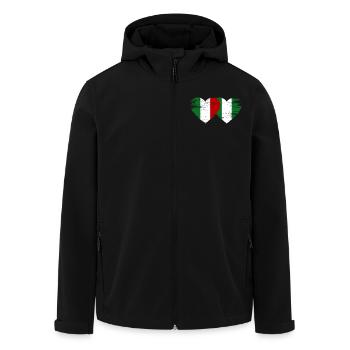 Italy Nigeria flag heart used - Men’s Recycled Softshell Jacket by Stanley/Stella - black - Front - AI Model Male 185 light (185cm)