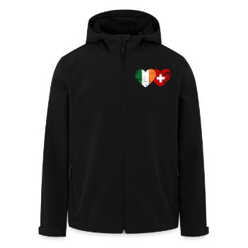 Irland Schweiz Flagge Herz - Recycelte Männer Softshell-Jacke von Stanley/Stella - Schwarz - Vorne - AI Model Male 185 light (185cm)