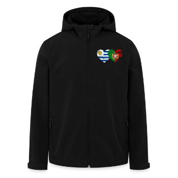 Uruguay Portugal Flagge Herz used - Recycelte Männer Softshell-Jacke von Stanley/Stella - Schwarz - Vorne - AI Model Male 185 light (185cm)