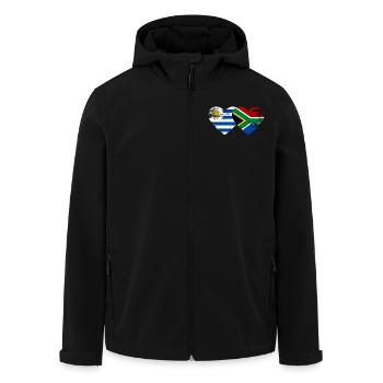 Uruguay Südafrika Flagge Herz used - Recycelte Männer Softshell-Jacke von Stanley/Stella - Schwarz - Vorne - AI Model Male 185 light (185cm)