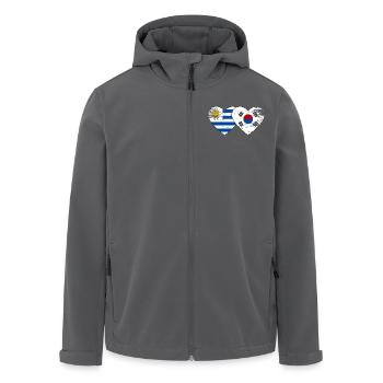 Uruguay Südkorea Flagge Herz used - Recycelte Männer Softshell-Jacke von Stanley/Stella - Anthrazit - Vorne - AI Model Male 185 light (185cm)