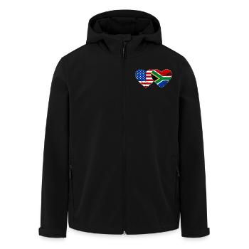 États-Unis Afrique du Sud drapeau coeur forme utilisé - Veste softshell homme en polyester recyclé Stanley/Stella - noir - Devant - AI Model Male 185 light (185cm)