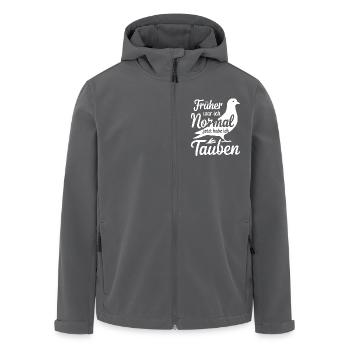 Brieftauben Taubensilhouette lustiger Taubenspruch - Recycelte Männer Softshell-Jacke von Stanley/Stella - Anthrazit - Vorne - AI Model Male 185 light (185cm)