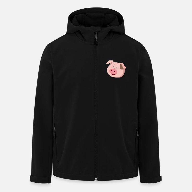 Schweinchen-Kopf – niedliche Tier Illustration - Recycelte Männer Softshell-Jacke von Stanley/Stella - Schwarz