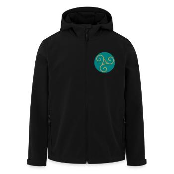 Decorative triskel in orange scrolls - Men’s Recycled Softshell Jacket by Stanley/Stella - black - Front - AI Model Male 185 light (185cm)