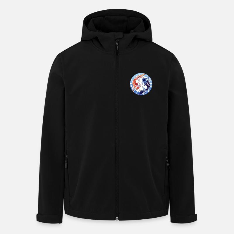 Koi YinYang Kreisdesign - Recycelte Männer Softshell-Jacke von Stanley/Stella - Schwarz