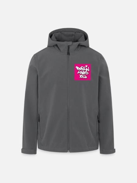 BLY_Berlin lovey you - Pink Sticker - Men’s Recycled Softshell Jacket by Stanley/Stella - black