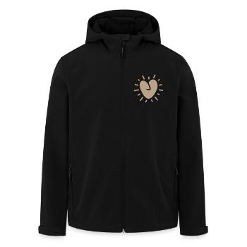 Cœur rayonnant doré – amour tendre et lumineux - Veste softshell homme en polyester recyclé Stanley/Stella - noir - Devant - AI Model Male 185 light (185cm)