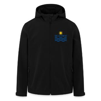 Sonnen- und Meeresemblem von Skiathos - Recycelte Männer Softshell-Jacke von Stanley/Stella - Schwarz - Vorne - AI Model Male 185 light (185cm)