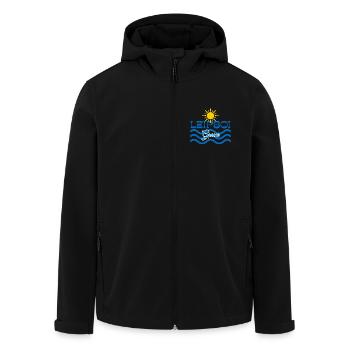 Leipsoi, Griechenland, Sonnenmeer, Wellen - Recycelte Männer Softshell-Jacke von Stanley/Stella - Schwarz - Vorne - AI Model Male 185 light (185cm)