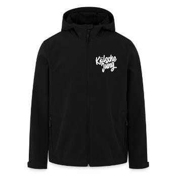 Kölsche Jung Script Design - Recycelte Männer Softshell-Jacke von Stanley/Stella - Schwarz - Vorne - AI Model Male 185 light (185cm)