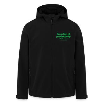 Ich bin ein Produktivitätsfan - Recycelte Männer Softshell-Jacke von Stanley/Stella - Schwarz - Vorne - AI Model Male 185 light (185cm)