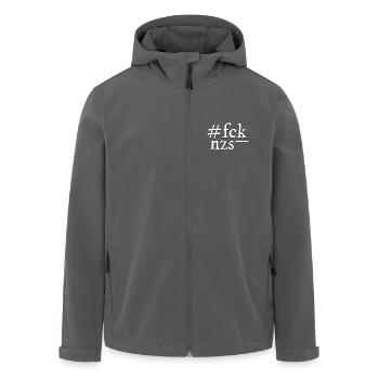 FCK NZS! - Men’s Recycled Softshell Jacket by Stanley/Stella - black - Front - AI Model Male 185 light (185cm)