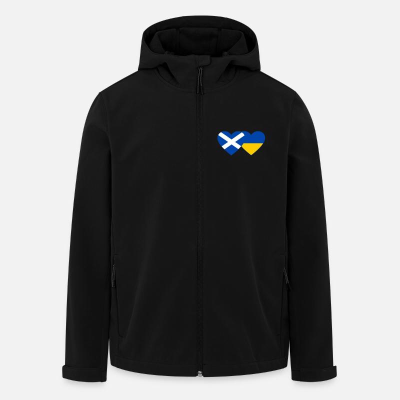 Schottland Ukraine Flagge Herz - Recycelte Männer Softshell-Jacke von Stanley/Stella - Schwarz