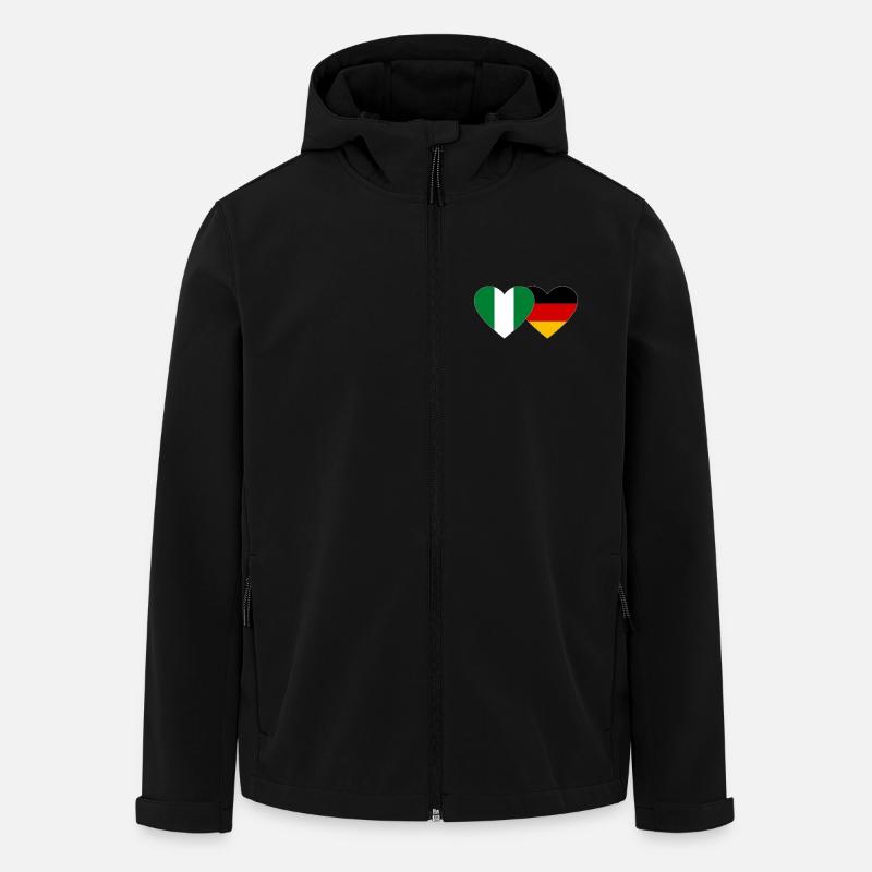 Drapeau du Nigeria Allemagne Coeur - Veste softshell homme en polyester recyclé Stanley/Stella - noir