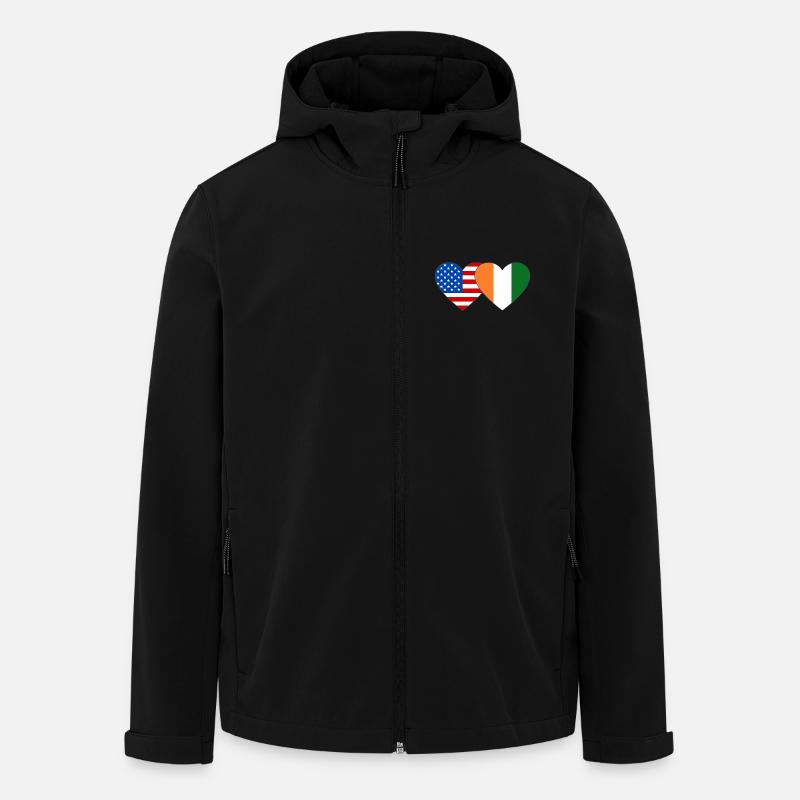 USA Côte d'Ivoire Flag Heart - Men’s Recycled Softshell Jacket by Stanley/Stella - black