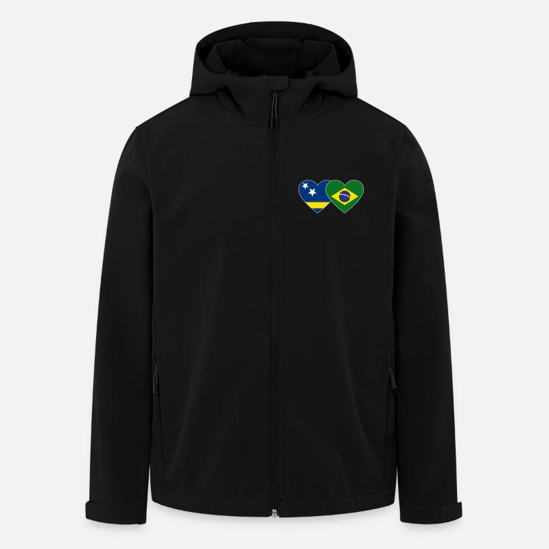 Curacao_Brasilien_Flagge_Herz - Veste softshell homme en polyester recyclé Stanley/Stella - noir