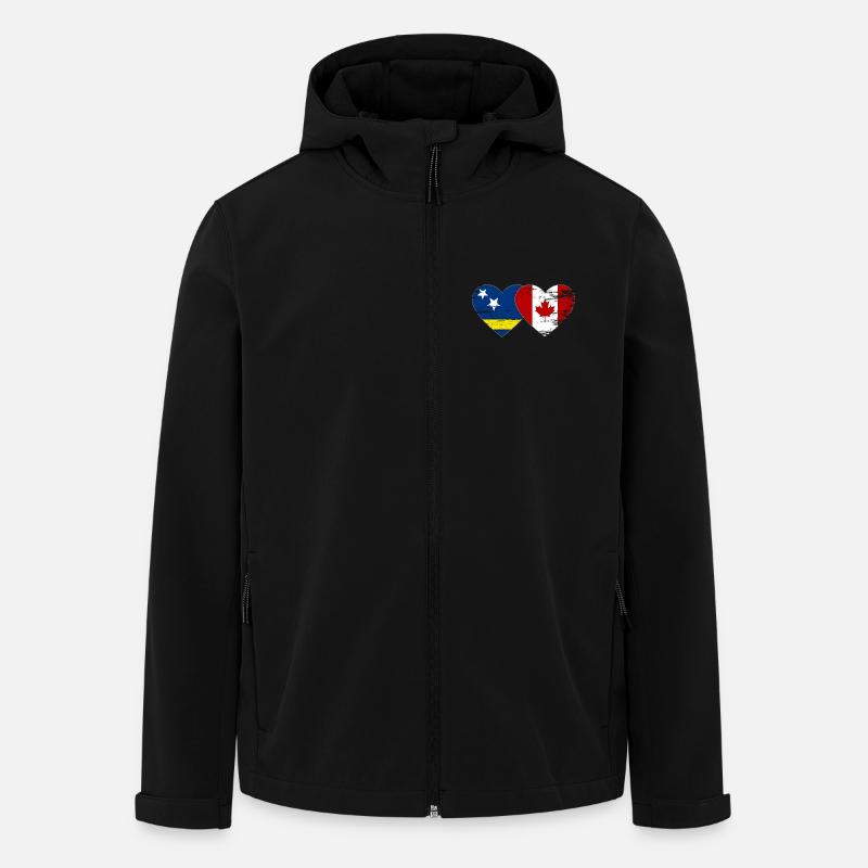 Curacao_Kanada_Flagge_Herz_used - Veste softshell homme en polyester recyclé Stanley/Stella - noir