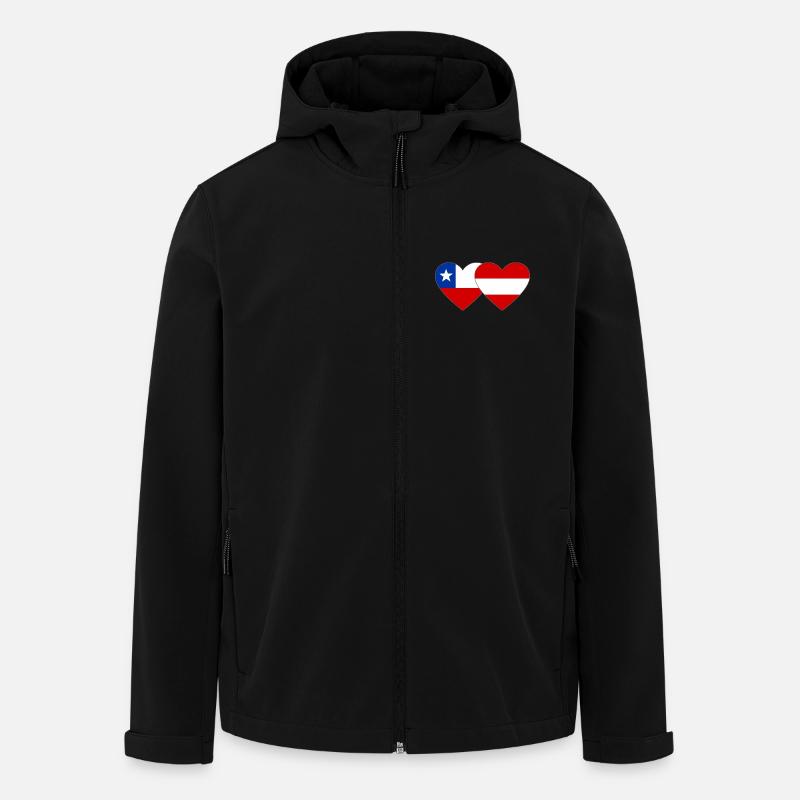 Chile Austria Flags Heart - Men’s Recycled Softshell Jacket by Stanley/Stella - black