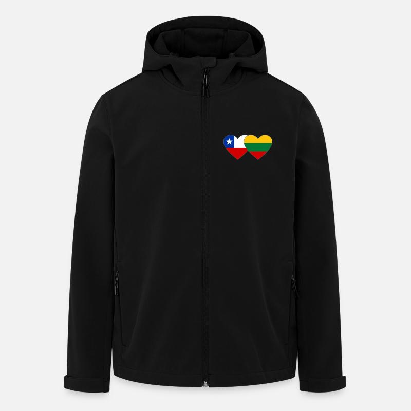Chile_Estland_Flagge_Herz - Veste softshell homme en polyester recyclé Stanley/Stella - noir