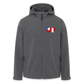 Chile_Peru_Flagge_Herz - Recycelte Männer Softshell-Jacke von Stanley/Stella - Schwarz - Vorne - AI Model Male 185 light (185cm)