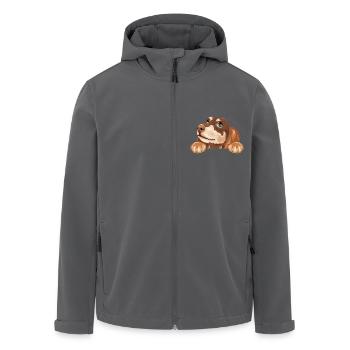 Dreaming peeking dachshund - Men’s Recycled Softshell Jacket by Stanley/Stella - black - Front - AI Model Male 185 light (185cm)