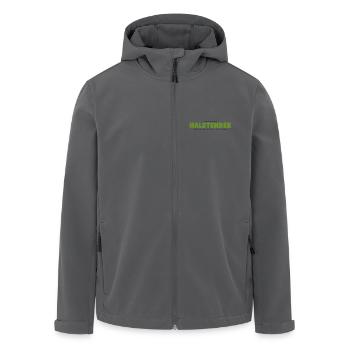Halstenbek, als grüner Slogan - Recycelte Männer Softshell-Jacke von Stanley/Stella - Schwarz - Vorne - AI Model Male 185 light (185cm)