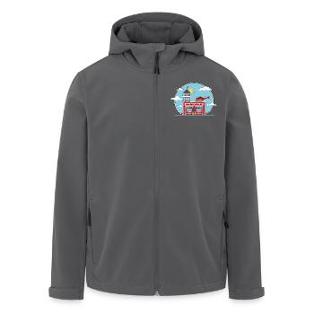 Hélicoptère et camion de pompiers - Veste softshell homme en polyester recyclé Stanley/Stella - noir - Devant - AI Model Male 185 light (185cm)