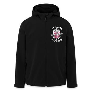 Just a girl who loves Popcorn - knusprig & lecker - Recycelte Männer Softshell-Jacke von Stanley/Stella - Schwarz - Vorne - AI Model Male 185 light (185cm)