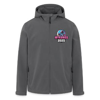 Mykonos 2025 Palmen - Recycelte Männer Softshell-Jacke von Stanley/Stella - Schwarz - Vorne - AI Model Male 185 light (185cm)